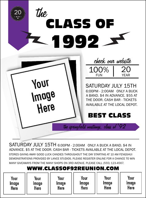 Class Reunion Mascot Purple Logo Flyer