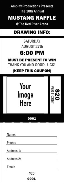 Your Image Raffle Ticket 001 Black & White Product Front