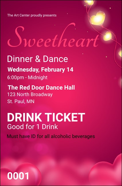 Valentines Day Lovehearts Drink Ticket