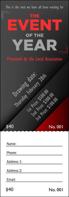 Red and Silver Raffle Ticket Product Front