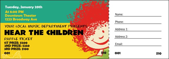 Children's Music Raffle Ticket Product Front