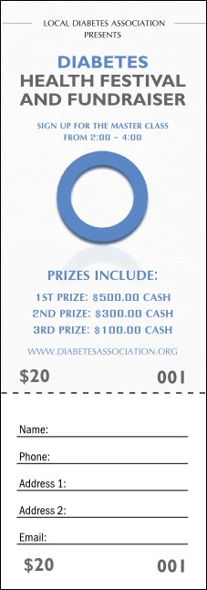 Diabetes Raffle Ticket Product Front