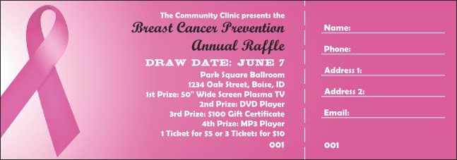 Pink Ribbon Raffle Ticket 002