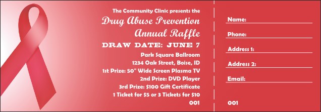 Red Ribbon Raffle Ticket Product Front