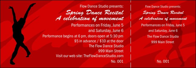 Dance ticket Product Front