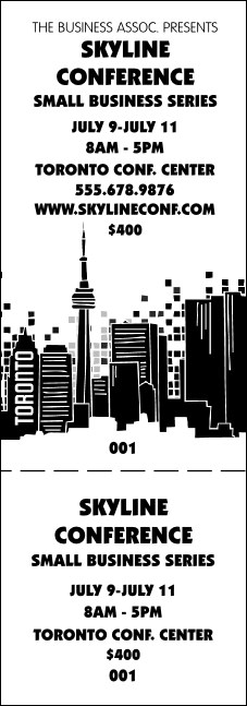 Toronto General Admission Ticket with stub (Black & white)