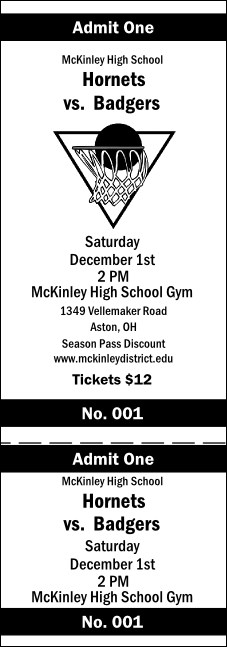 Basketball General Admission Ticket 002 (b&w)