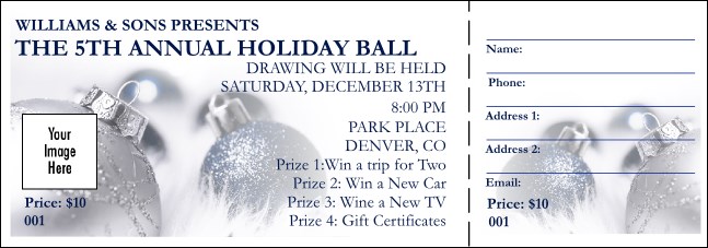 Christmas Ornament Raffle Ticket Product Front