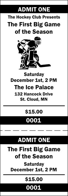 Hockey General Admission Ticket 001 Product Front