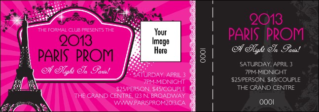 Paris Pink and Black Event Ticket Product Front