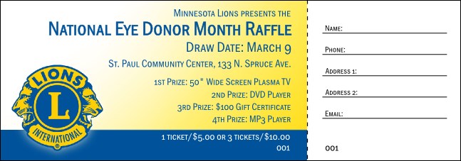 Lions Club Raffle Ticket 002