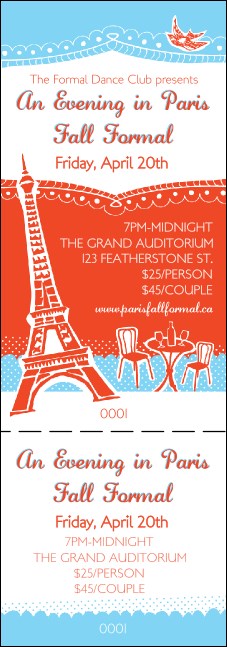 Whimsical Paris Event Ticket Product Front