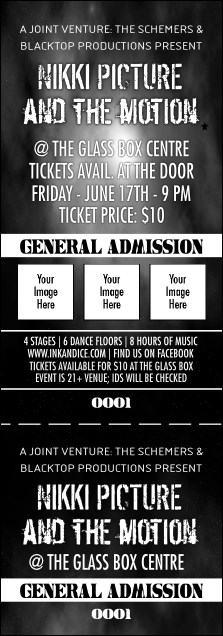 Galaxy Hip Hop Black and White Event Ticket Product Front