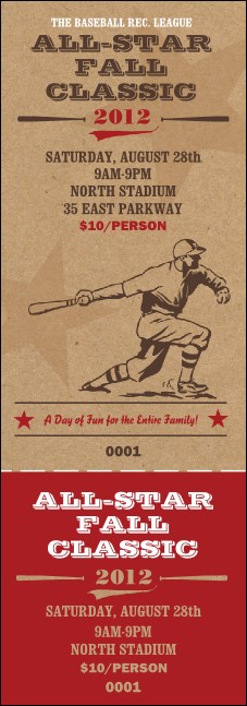 All Star Retro Baseball Event Ticket Product Front