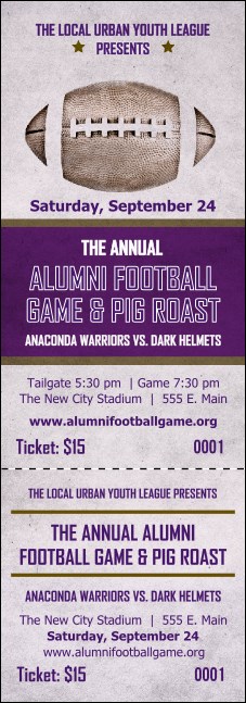 Football Purple Event Ticket Product Front