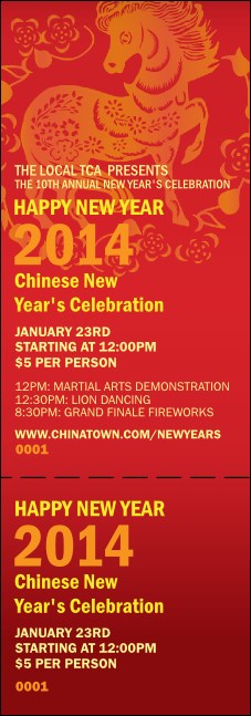 Chinese New Year 2014 Event Ticket Product Front