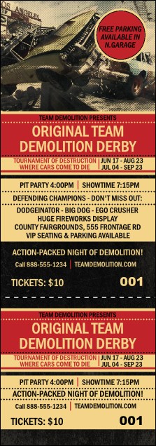 Demolition Derby Event Ticket