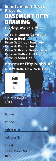 Nightclub Blue Raffle Ticket