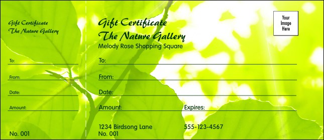 Nature Series - Green Leaves Gift Certificate