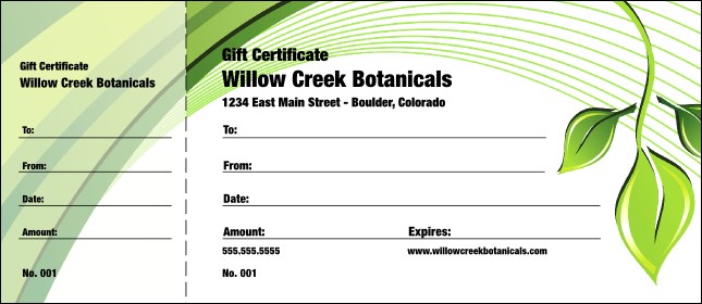 Green Leaf Gift Certificate Product Front