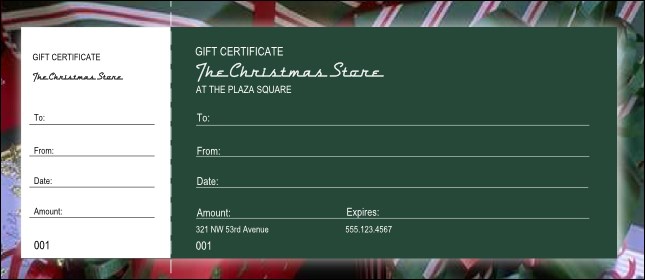 Present Gift Certificate with stub