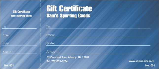 Blue Stripes Gift Certificate