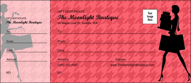 Red Shopping Gift Certificate Product Front
