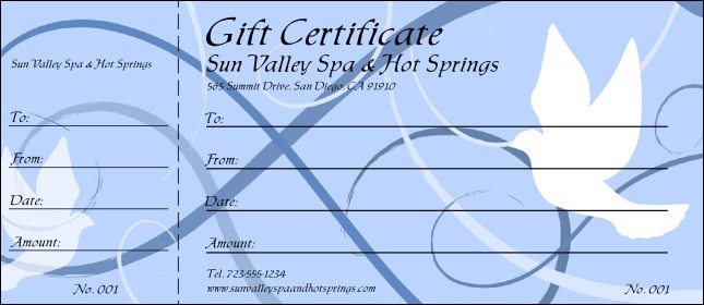 Blue Doves Gift Certificate Product Front