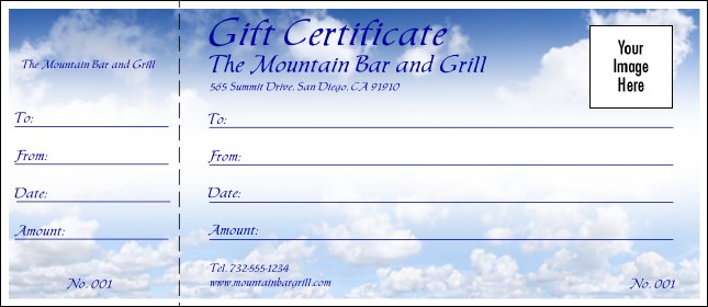 Blue Skies Gift Certificate