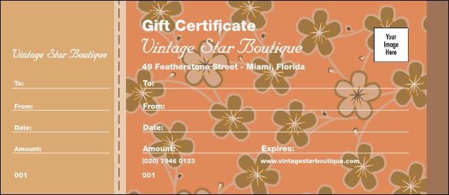 Retro Floral Gift Certificate Product Front