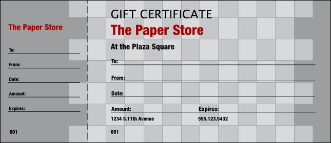 Gray Checkers Gift Certificate