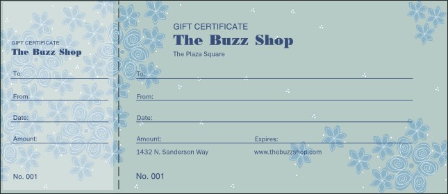Country Flowers Gift Certificate Product Front