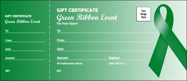 Green Ribbon Gift Certificate Product Front