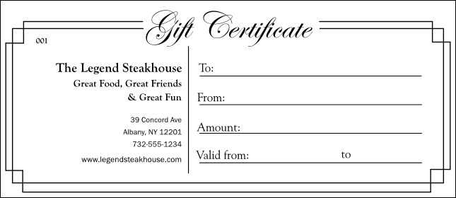 Black and White Gift Certificate 003