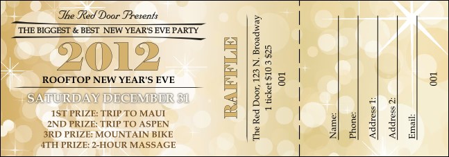 Gold Glitter Raffle Ticket Product Front