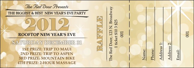 Gold Glitter Raffle Ticket