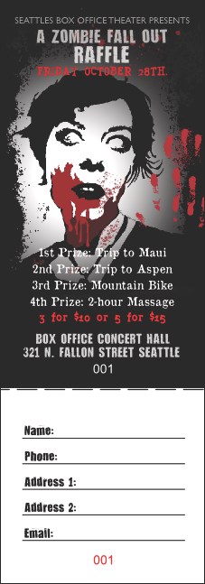 Zombie Woman Raffle Ticket