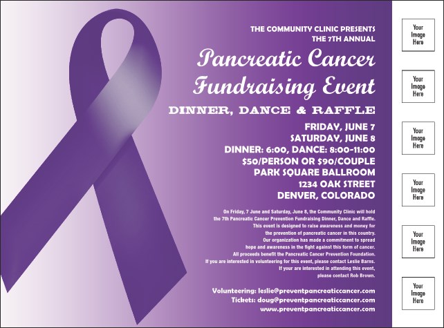 Purple Ribbon Flyer With Place Holder Image Product Front