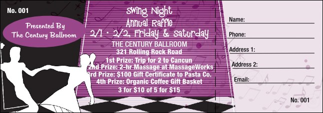 50s Swing Dance Raffle Ticket Product Front
