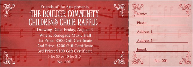 Choral Raffle Ticket Product Front