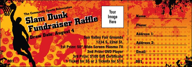 Basketball Raffle Ticket Product Front