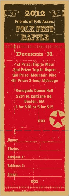 2012 Woodcut Raffle Ticket Product Front
