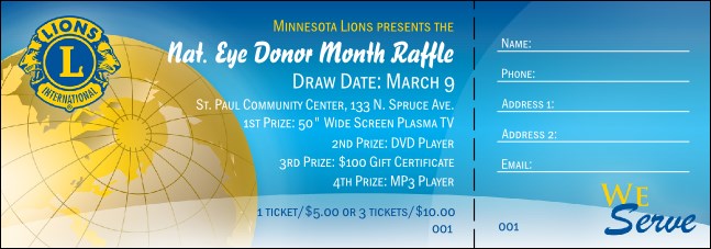 Lions Clubs International Raffle Ticket 001