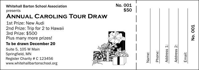 Christmas Black and White Raffle Ticket 001 Product Front