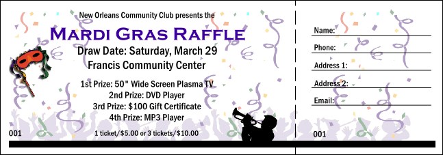 Mardi Gras Raffle Ticket