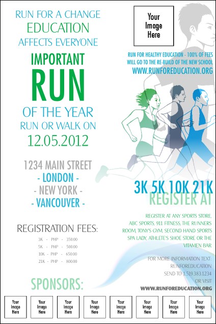 Run for a Cause Blue & Green Logo Poster