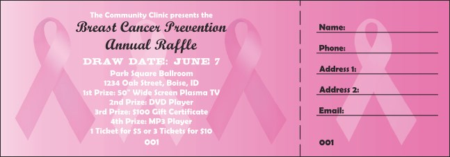 Pink Ribbon Raffle Ticket 001