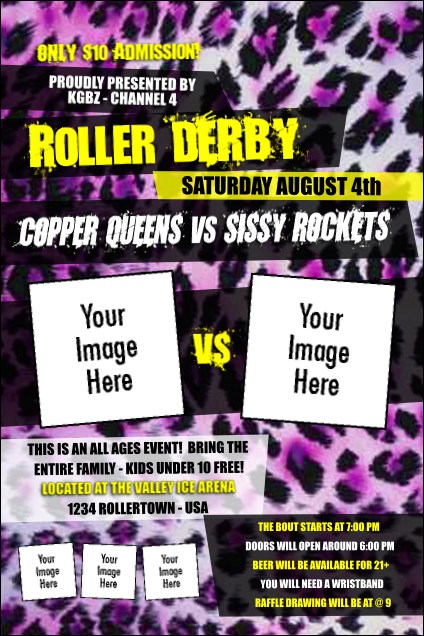 Roller Derby Pink Leopard Poster