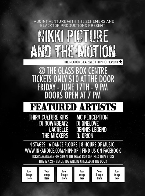 Galaxy Hip Hop Black and White Flyer