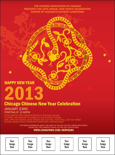 Chinese New Year Flower Snake Logo Flyer Product Front